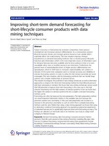 Improving short-term demand forecasting for short ... - Semantic Scholar