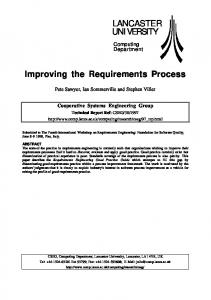 Improving the Requirements Process - CiteSeerX