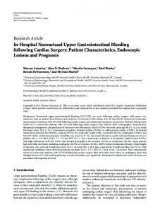 In-Hospital Nonvariceal Upper Gastrointestinal Bleeding following ...