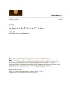 In Jerusalem by Mahmoud Darwish