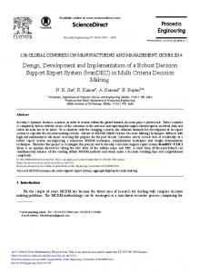 in Multi Criteria Decision Making - Core