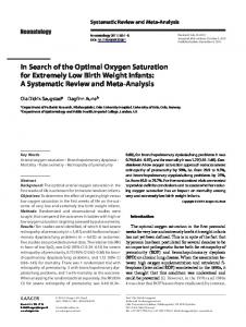 In Search of the Optimal Oxygen Saturation for ... - Semantic Scholar