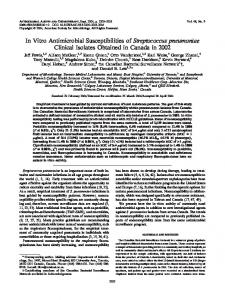 In Vitro Antimicrobial Susceptibilities of Streptococcus pneumoniae ...