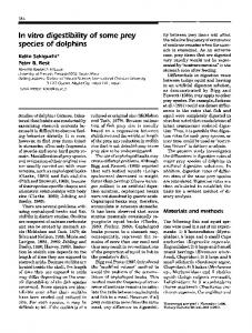 In vitro digestibility of some prey species of dolphins