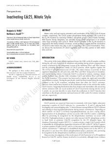 Inactivating Cdc25, Mitotic Style