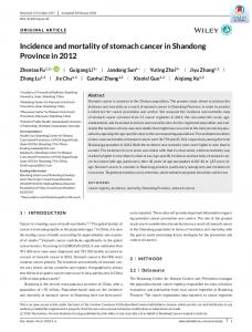 Incidence and mortality of stomach cancer in ... - Wiley Online Library