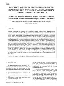 incidence and prevalence of noise induced hearing loss in ... - Scielo.br