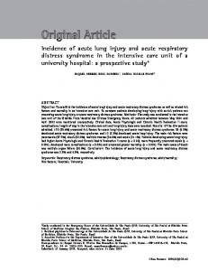 Incidence of acute lung injury and acute respiratory distress syndrome