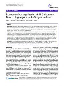 Incomplete homogenization of 18 S ribosomal DNA ... - BioMedSearch