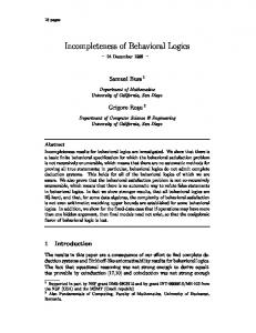 Incompleteness of Behavioral Logics - CiteSeerX