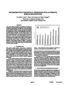 incorporating contextual phonetics into automatic speech ... - CiteSeerX