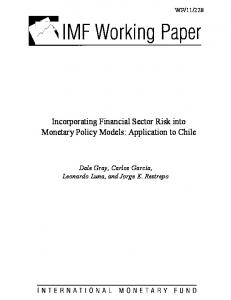 Incorporating Financial Sector Risk into Monetary Policy Models - IMF