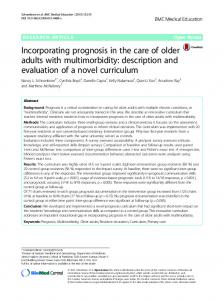 Incorporating prognosis in the care of older adults with multimorbidity ...