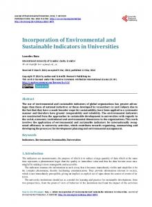 Incorporation of Environmental and Sustainable Indicators in ...