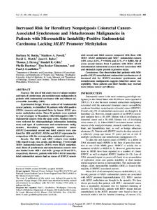 Increased Risk for Hereditary Nonpolyposis Colorectal Cancer ...