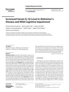 Increased Serum IL-1 Level in Alzheimers Disease ...