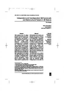 Independent and Interdependent Self-construals and ... - CiteSeerX