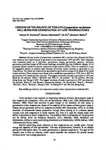 INDEXES OF TOLERANCE OF TOMATO