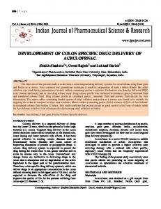 Indian Journal of Pharmaceutical Science & Research
