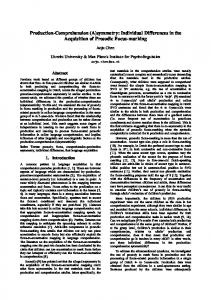 Individual Differences in the Acquisition of Prosodic Focus-marking