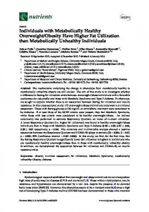 Individuals with Metabolically Healthy Overweight ... - Semantic Scholar