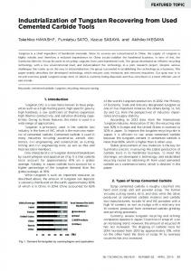 Industrialization of Tungsten Recovering from Used Cemented ...