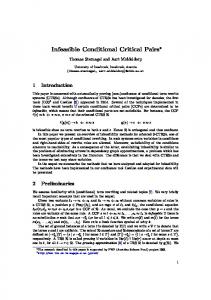 Infeasible Conditional Critical Pairs - Computational Logic