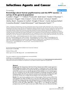 Infectious Agents and Cancer - BioMedSearch