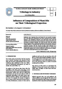 Influence of Composition of Plant Oils on Their Tribological Properties