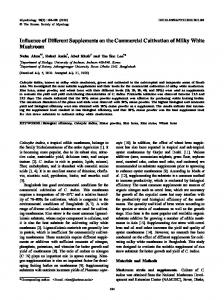 Influence of Different Supplements on the Commercial Cultivation of ...