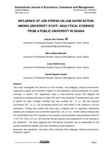 influence of job stress on job satisfaction among university staff