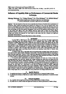 Influence of Liquidity Risk on Performance of Commercial Banks in ...