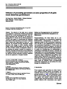 Influence of processing parameters on some properties ... - Springer Link