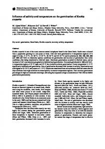 Influence of salinity and temperature on the germination of Kochia ...