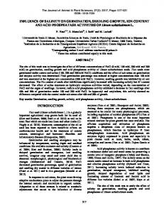 INFLUENCE OF SALINITY ON GERMINATION, SEEDLING GROWTH ...