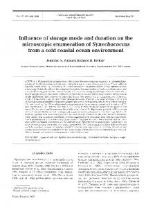 Influence of storage mode and duration on the ... - Inter Research