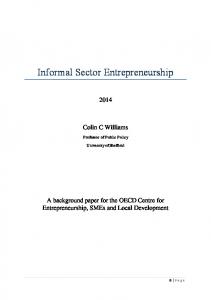 Informal Sector Entrepreneurship