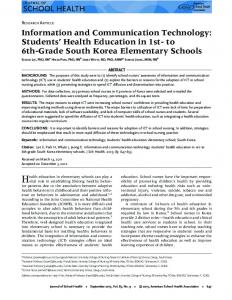 Information and Communication Technology: Students' Health ...