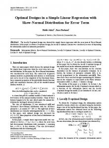 Information matrix, Skew-Normal distribution, Locally D-optimal ...