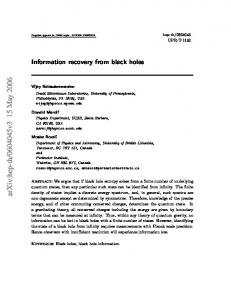 Information Recovery From Black Holes