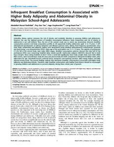 Infrequent Breakfast Consumption Is Associated