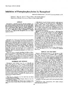 Inhibition of Photophosphorylation by Kaempferoll - Plant Physiology