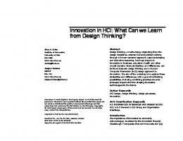 Innovation in HCI: What Can we Learn from Design Thinking?