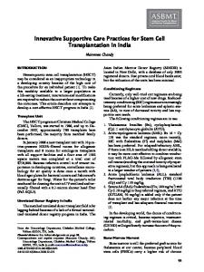 Innovative Supportive Care Practices for Stem Cell Transplantation in ...