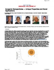 Inorganic Nanoparticles - Sigma-Aldrich