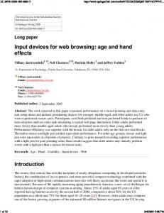 Input devices for web browsing: age and hand effects - CiteSeerX