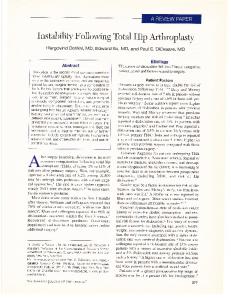 Instability Following Total Hip Arthroplasty