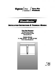 INSTALLATION INSTRUCTIONS & TECHNICAL MANUAL