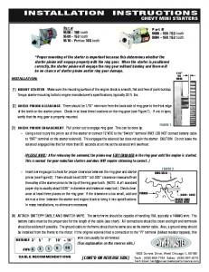 INSTALLATION INSTRUCTIONS