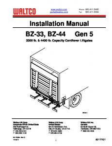 Installation Manual BZ-33, BZ-44 Gen 5